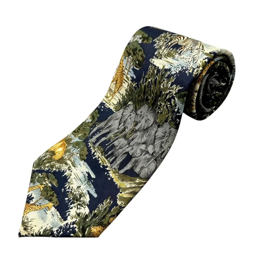 Van Heusen Vintage 100% Silk Dress Tie‎ Animal Safari Jungle Pattern 58